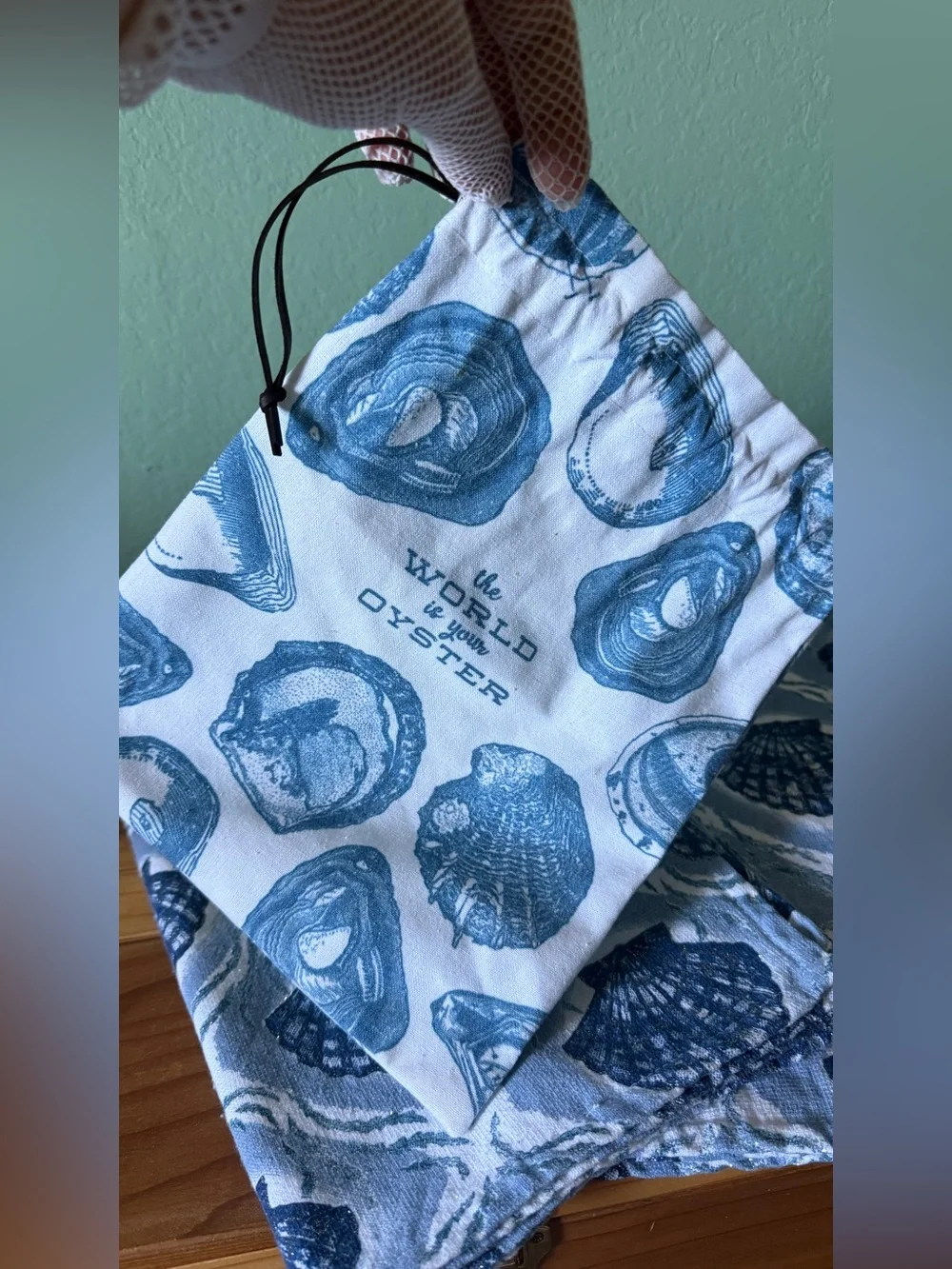 Sigrid Olsen Home Coastal Shell Hand Towels Set of 2 & Oyster Bag Sparkle